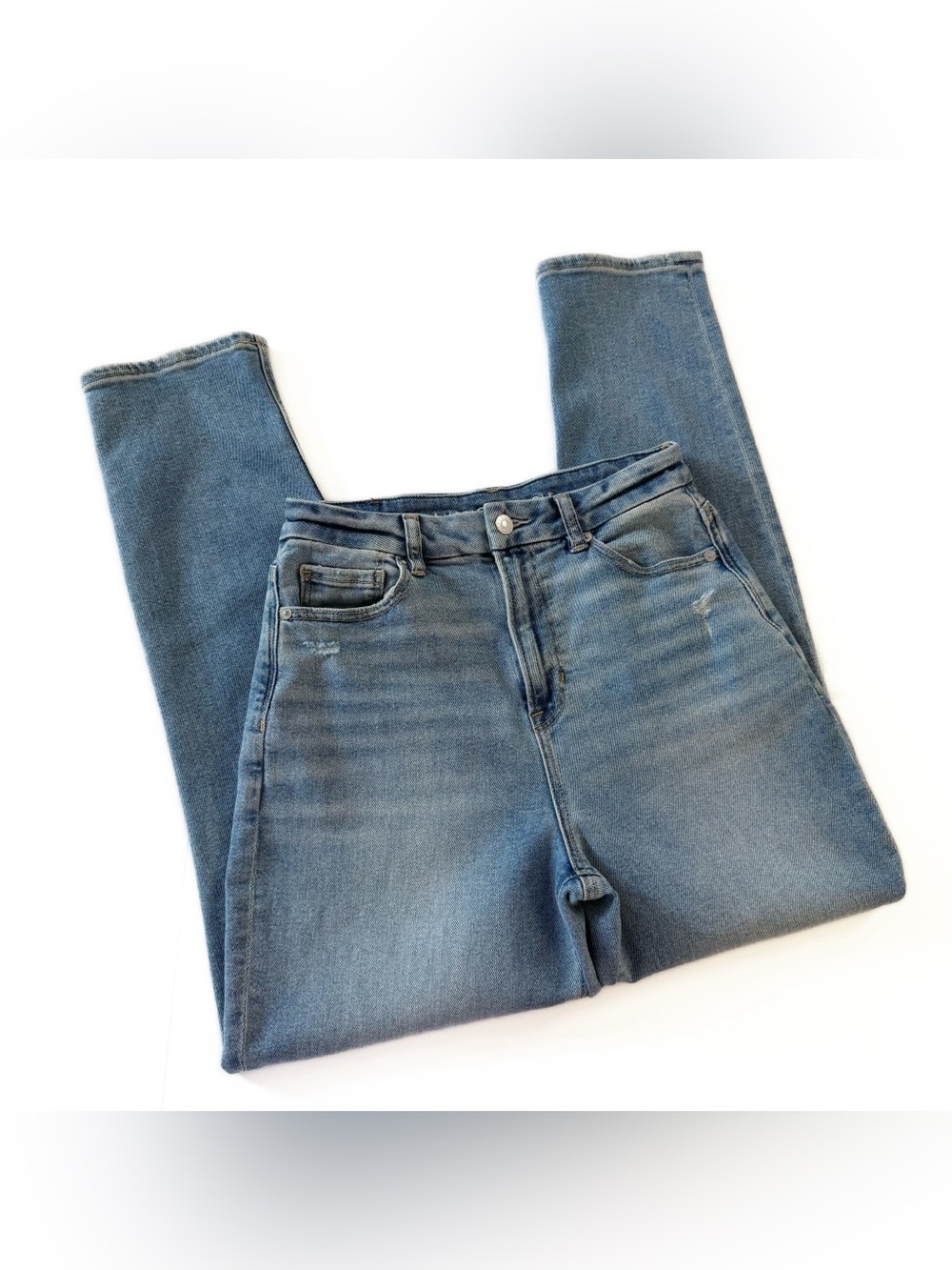 American Eagle Jeans Womens 4 Curvy Mom Fit Distressed Stretch - Picture 2 of 8